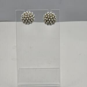 Gold Tone Faux Pearl Cluster Post Earrings Wedding Formal Vintage Inspiration